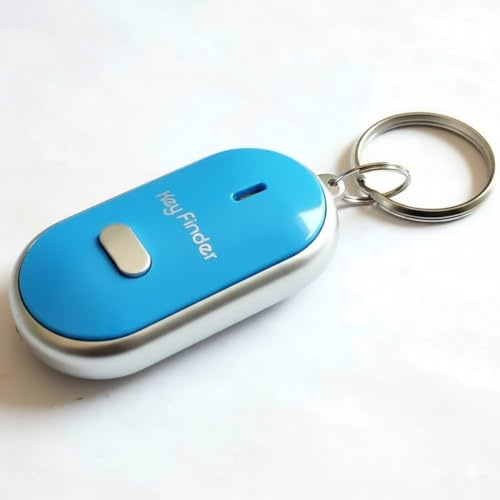 Key Finder Locator with Sound & LED Flashlight, Whistle Voice-Activated Anti-Lost Keychain Locator for Lost Keys, Wallet, Phone, Pet Collar, Smart Beeping Item Finder Gift (Blue)