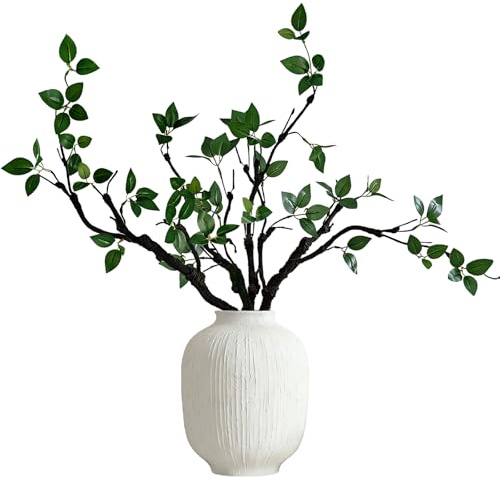 ZOCOYUU Künstliche Blätter, Ficus-Zweige, Künstliche Eukalyptus-Stiele, 84 cm Lange Stiele, Künstliche Grünpflanzen, Olivenbaum für Heimdekoration, Tische, Vasen, Gartendekoration, 3 Stück