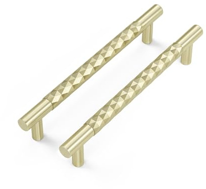 LONTAN 10 Pack Gold Cupboard Handles 160mm Aluminum Alloy Gold Kitchen Cupboard Handles Modern Furniture for Kitchen Cabinet Bathroom Drawer，Easy Install with Screws