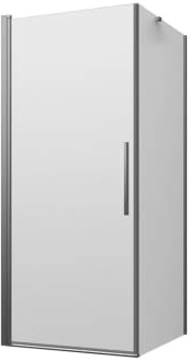 Box doccia 70x90cm con apertura a battente e parete fissa, profili cromati e vetro da 6mm opaco h195 | Elba