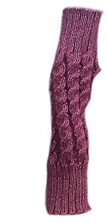 Alpacaandmore Kurze Damen Armstulpen fingerlose lange Handschuhe Zopfmuster Alpakawolle (flieder)
