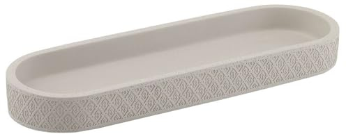 Gedy G-Afrodite Vassoio Porta Oggetti per Bagno Grigio, Vassoio Decorativo in Cemento, Finiture Grigie e Argento, Design R&S, 2 Anni di Garanzia