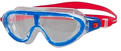 Speedo Unisex Kinder Biofuse Rift Schwimmbrille | Schwimmbrille | Anti-Beschlag | Einfache Anpassung | Wasserdicht Lava Red/Beautiful Blue/Clear One Size