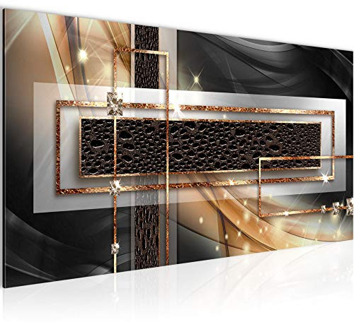 Runa Art Wandbild Abstrakt 1 Teilig 100 x 40 cm Modern Bild auf Vlies Leinwand Diamant Wohnzimmer Schlafzimmer Beige Braun 021112a