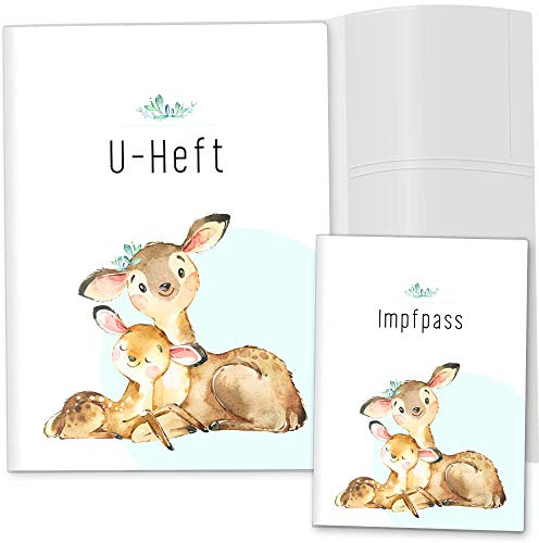 OLGS U-Heft und Impfpasshüllen 3-teiliges Set | Hab Dich lieb | Hüllen für den Untersuchungsheft & Impfpass |schöne Geschenkidee (U-Heft Set 3-teilig ohne Personalisierung, Reh)