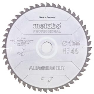 Metabo Sägeblatt aluminium cut - professional, 165x1,6/1,2x20 Z48 FZ/TZ 5°neg - 628276000