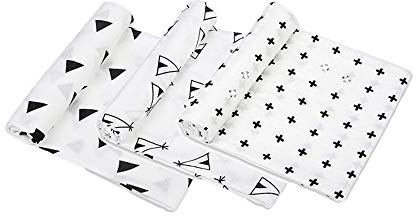 Muslin Tücher Swaddle Decken, Baby-Muslin Squares für Boys & Girls Große 120x120cm Pram & Nursing Cover, 3er-Pack