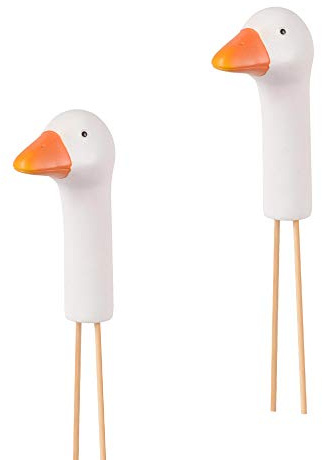 UNUS Gartendeko Gartenstecker Gänsehals Gänsekopf Set 2X klein 32cm | aus Polyresin, für Balkon oder Terrasse
