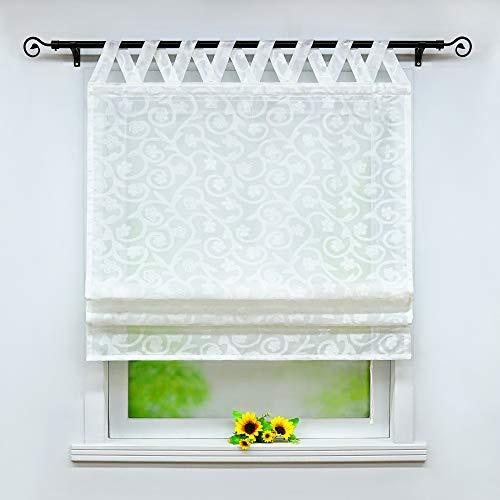 Joyswahl Garn Raffrollo halbtransparente Raffgardine mit Landhausstil »Arina« Wohnzimmer Schals mit V-Schlaufen BxH 120x140cm 1er Pack