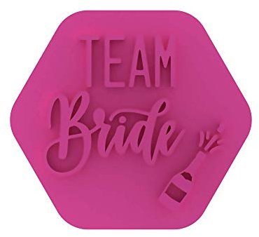 LissieLou - Timbro per biscotti con bottiglia di champagne, per addio al nubilato, addio al nubilato a tema glassa fondente, colore: rosa chiaro