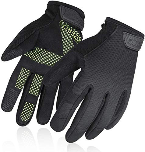 OZERO Gants de travail | Gants de jardinage | Gants de mécanicien avec doigts tactiles - Pour le jardinage - Pour homme et femme - Noir - Taille L
