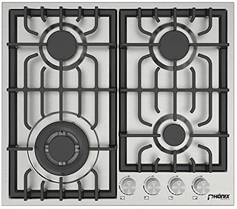 Phönix PS-604L Einbau Gaskochfeld Edelstahl Kochfeld Gaskocher 4 flammig Propan-/ Erdgas