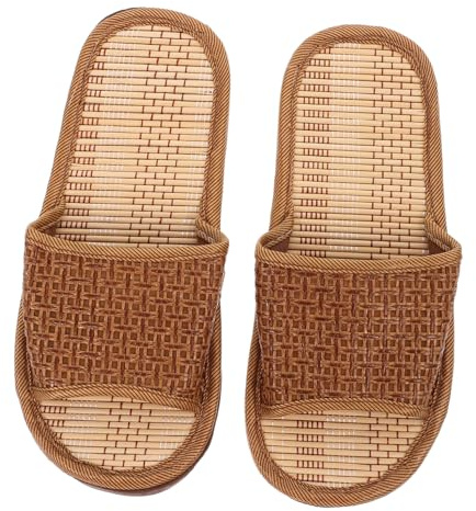 Holibanna 1 Par Pantuflas De Bambú y Ratán Pantuflas De Ratán Pantuflas a Juego para Parejas Pantuflas De Tatami Zapatilla De Playa De Polivinilo Pantuflas De Algodón Viajar Interior