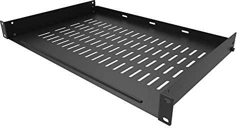 JINGCHENGMEI 1U belüftetes Rackregal Universal Rack Tray No Lip for 19 Inches Network Cabinet or Server Rack (12 Inches Deep)