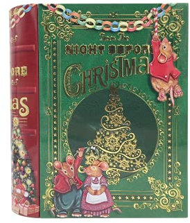 Blechdose in Form eines Weihnachsts-Buches Night Before Christmas Keksdose Deko-Box Retro-Dose sehr groß Aufbewahrung, ca. 24.5 x 21 x 9 cm Volumen: 3 L