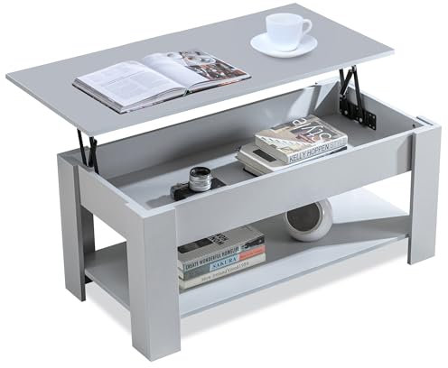 Coffee Table, Lift Up Coffee Table for Living Room, Wooden Coffee Tables with Storage Large Hidden Storage Lift-Top with 1 Shelf Sofa End Tea Table for Living Room Furniture, 100L x 50W x (42-57)H cm
