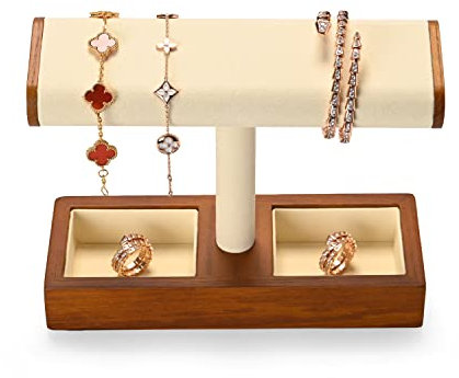 Oirlv Multifunktional Massivholz T-Bar Uhrenständer,Uhrenhalter,Watch StandSchmuckständer für Organizer(Cremeweiß)