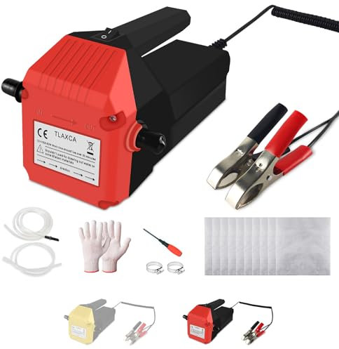 Nartov Ölabsaugpumpe 12V 80W Ölpumpe Elektrisch Ölabsaugpumpe Motoröl Dieselpumpe Kraftstoffpumpen Absaugpumpe öl Dieselpumpe Tragbare Ölpumpe für Auto Motorrad Boot LKW Wohnmobil (Rot) (Rot)