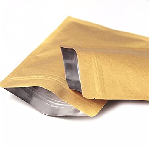 VOLWCO 50 STK Papier Beutel Kraftpapier Tüten mit Folie Ausgekleideten, mit Reißverschluss Papiertütchen Flachbeutel für die verpackung von Kaffee,Tee Lebensmittel, 20x30cm