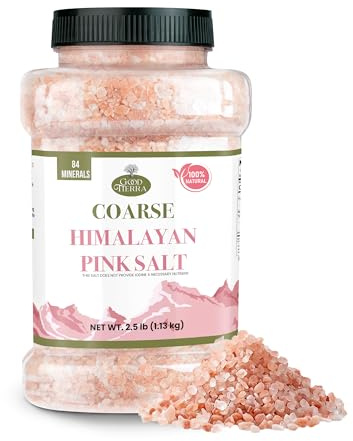 Good Tierra Himalayan Pink Salt in Jar - Coarse, 2.5 lb - Ideal for Bath Salt, Table Salt Grinders, and Spice Jars