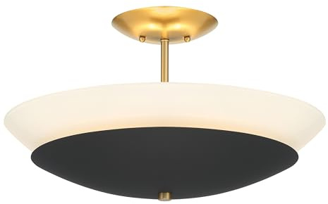 Minka Lavery 1701-781 BAX Flush Mount, 3-Light, 180 Total Watts, 0-in H x 10-in W, Sand Coal Black and Soft Brass