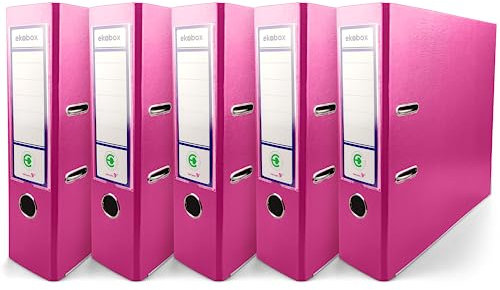 Netuno 5x Akten-Ordner rosa DIN A4 2-Ring-Mechanik Ringorder a4 8cm Kunststoff Ordner a4 breit Büroordner Plastikordner Briefordner din a4 Ringmappe breiter Aktenordner 5er pack