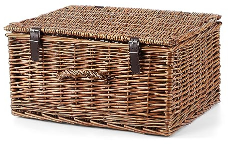 Wickerfield Large Brown Wicker Hamper with Lid, Gift Hamper Storage Basket