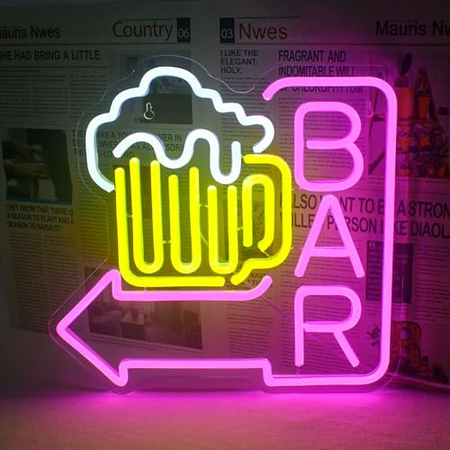 Horseneon Bier Bar Neon Schild,Bier Neon Sign,Bar Neonlicht Schriftzug,Led Schild Beer Leuchtreklame für Wand Bunt Neon Licht für Pub Home Bars Club Man Cave Restaurant Shop Sign Dekor