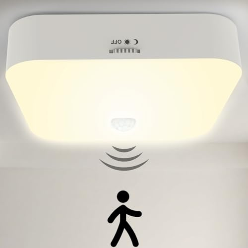 Toowell Akku Lampe mit Bewegungsmelder LED Deckenleuchte Innen Aufladbar | Batterie Deckenlampe mit Bewegungsmelder 500LM 3000K Lampe Batteriebetrieben Badezimmer Leuchte für Toilette Garage Keller