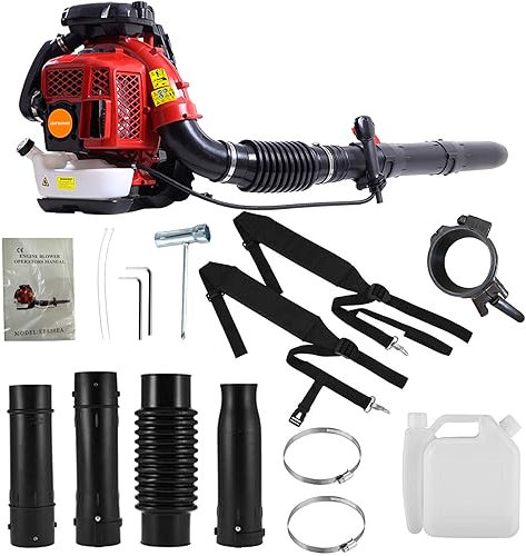 80CC Benzin angetriebene Rucksack-Blatt-Schneefräse, 2-Takt-leistungsstarke luftgekühlte Motor 3.5kw/7250r/min, 900CFM Garten Schnee Kanal Auto Gebläse