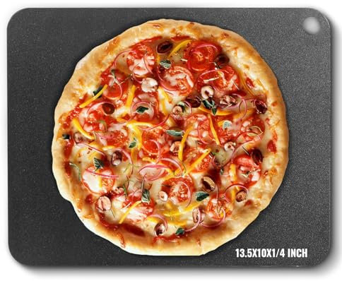 VEVOR Piedra para Pizza 340 x 250 x 6 mm Bandeja de Pizza para Horno Bandeja para Pizza Rectangular de Acero al Carbono Crujiente para Pizza, Pan, Filete, Verduras Frescas o Congeladas, Barbacoa