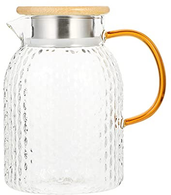 TAKESH Jarra de Agua de Vidrio de 1, 4 L, Jarra de Jugo con Tapa, Jarra for Servir, Jarra de té, Jarra for Agua fría y Caliente for Agua, Jugo, sangría, cócteles, Bebidas