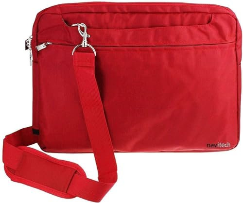 Navitech Red Sleek Water Resistant Travel Bag - Compatible with YOOHOO 14 Portable DVD Player