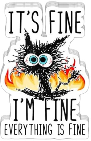 Aufkleber It's Fine I'm Fine Everything is Fine, Vinyl-Aufkleber, Laptop-Aufkleber, lustige Aufkleber, Autoaufkleber, Wasserflaschenaufkleber, Skateboard-Aufkleber (15,2 cm), 10 Stück