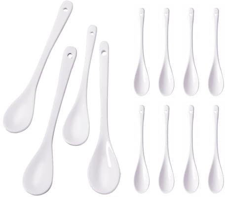 8 Stück Porzellan Eierlöffel,Keramik Löffel,Keramik-Geschirr,Kaffeelöffel,Teelöffel,Marmeladenlöffel, Kleine Löffel für Kaffee,Tee und Desserts(Weiß)