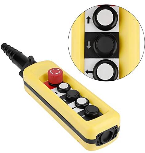 Yctze Crane Hoist Control, Crane Chain Hoist Push Button Switch Lifting Pendant Controller 4 Buttons