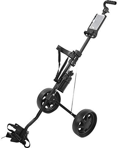 Vikbar golfvagn, push-pull-golfvagn, löpande push-golfvagn med multifunktionell push-pull-vagn med 2 hjul kursutrustning hopfällbar golfvagn