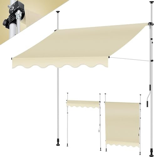 JJENXYYDS Manuell Ausfahrbare Markise Kassetten-Markise Sonnenschutz Alu Markise Schattenspender UV-beständig höhenverstellbar wasserabweisend,Sonnenschutz für Außenterrassen,400cm