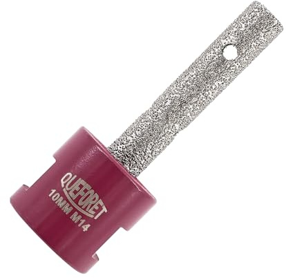QUEFORET Diamant Fingerfräser 10mm x M14 - Fräser zur Formgebung und Vergrößerung Vorhandener Löcher in Fliesen Keramik Porzellan Marmor Granit, für Winkelschleifer