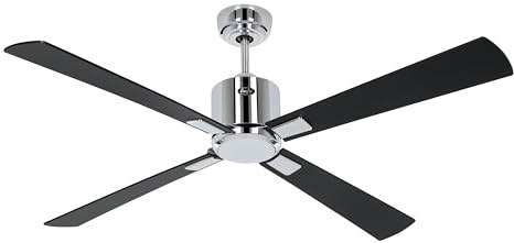 CasaFan Ventilateur de plafond Eco Neo III 132 cm avec WiFi 948202W Moteur chromé brillant/pales réversibles teck et noir