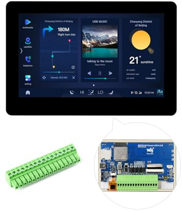 Waveshare ESP32-S3 4.3inch Capacitive 5Point Touch Display Development Board(B), 800×480, 32Bit LX7 2-Core Processor, 240MHz, Support WiFi, with Antenna, Suitable for ESPHome/Home Assistant Project