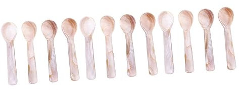 Amosfun 12 Piezas cuchara de nácar cubiertos de plata cuchara agitadora cucharas de pastel cucharillas cucharas de café cucharas de cafe cucharas de postre cucharas para caparazón