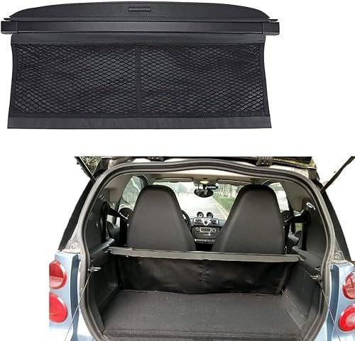 gengpingni Laderaumabdeckung Schwarzes Auto Ausziehbar Kofferraumabdeckung Aufbewahrung Ausziehbar Für Smart 451 Fortwo 2007 2008 2009 2010 2011 2012 2013 2014