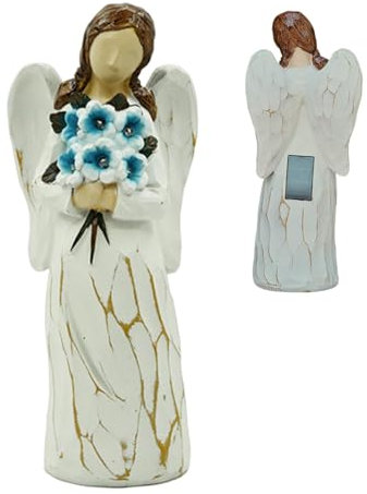 Angelo solare, Angelo luce solare - Statua da esterno con angeli da giardino in resina da 11 pollici con luci a LED,Sculture di angeli estetici Figurine artigianali per fiori Recinzione Prato Percorso