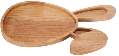 FELTECHELECTR Rabbit Salad Plate Easter Decorative Wooden Tray Food Serving Wood Plate