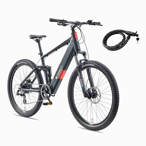 TELEFUNKEN Mountain E-Bike 27,5 Zoll Fully Pedelec mit Hydr Scheibenbremsen | 468 Wh Li-Ion Akku | 40 Nm Heckmotor | 8-Gang Shimano Kettenschaltung | LCD-Display | 100 km Reichweite | mit Fahrradschloss