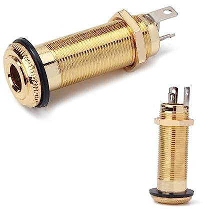 QUMIIRITY Threaded Cylinder Output Jack for Guitar Bass Gold Plated Plug for Acoustic Electric Guitar Amplifier Connection