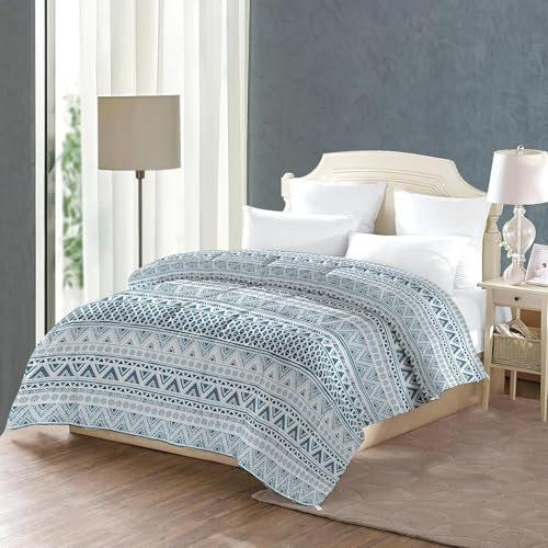 Bettdecke 200x220 Ohne Bezug Nutzbar, Abstrakter Liniendruck Bettdecken Waschbar Ganzjahresdecke Boho 4 Jahreszeiten Steppdecke, Bettzeug Microfaser mit 2 Kissenbezug für Sommer Winter Doppelbett