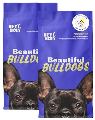 HEY HOLY Croquettes sèches de qualité supérieure pour Bouledogue | 100% sans céréales | 14 kg de Nourriture hypoallergénique pour Bouledogue Adulte au Saumon | Très digestible