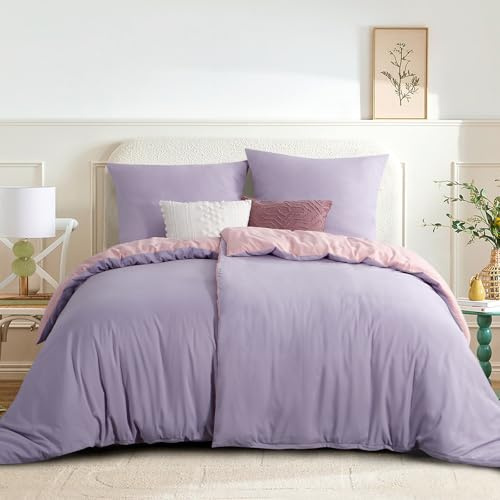 RUIKASI Bettwäsche 135x200 4teilig Mikrofaser, Lavendel Rosa | Wendebettwäsche 2 Bettbezuge + 2 Kissenbezuge 80x80 cm mit Reißverschluss OEKO-TEX Bettwäsche Sets, Weich und Bügelfrei